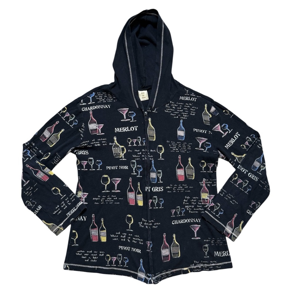 Vintage Wine Hoodie Zip Up Jacket Shirt Top USA S Small